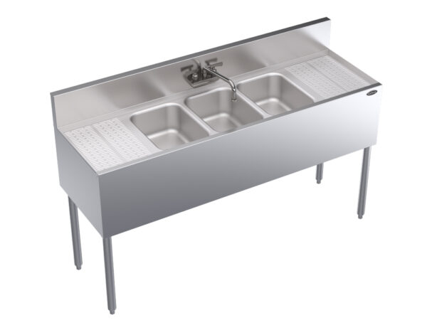 KR19-53C- Krowne Royal Series 60"L x 19"D Three Compartment Bar Sink