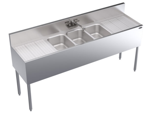 KR19-63C- Krowne Royal Series 72"L x 19"D Three Compartment Bar Sink