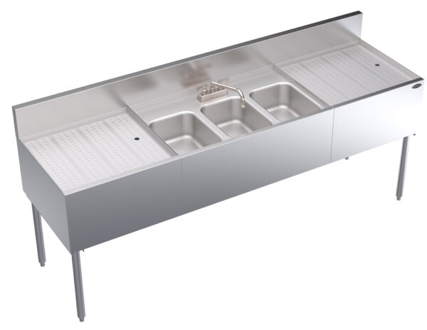 KR24-73C- Krowne Royal Series 84"L x 24"D Three Compartment Bar Sink